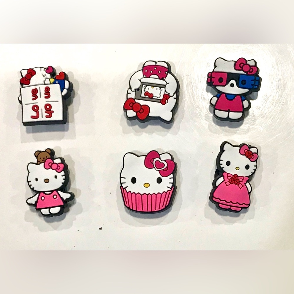 Bundle of 6 Large Hello Kitty Charms for Crocs.